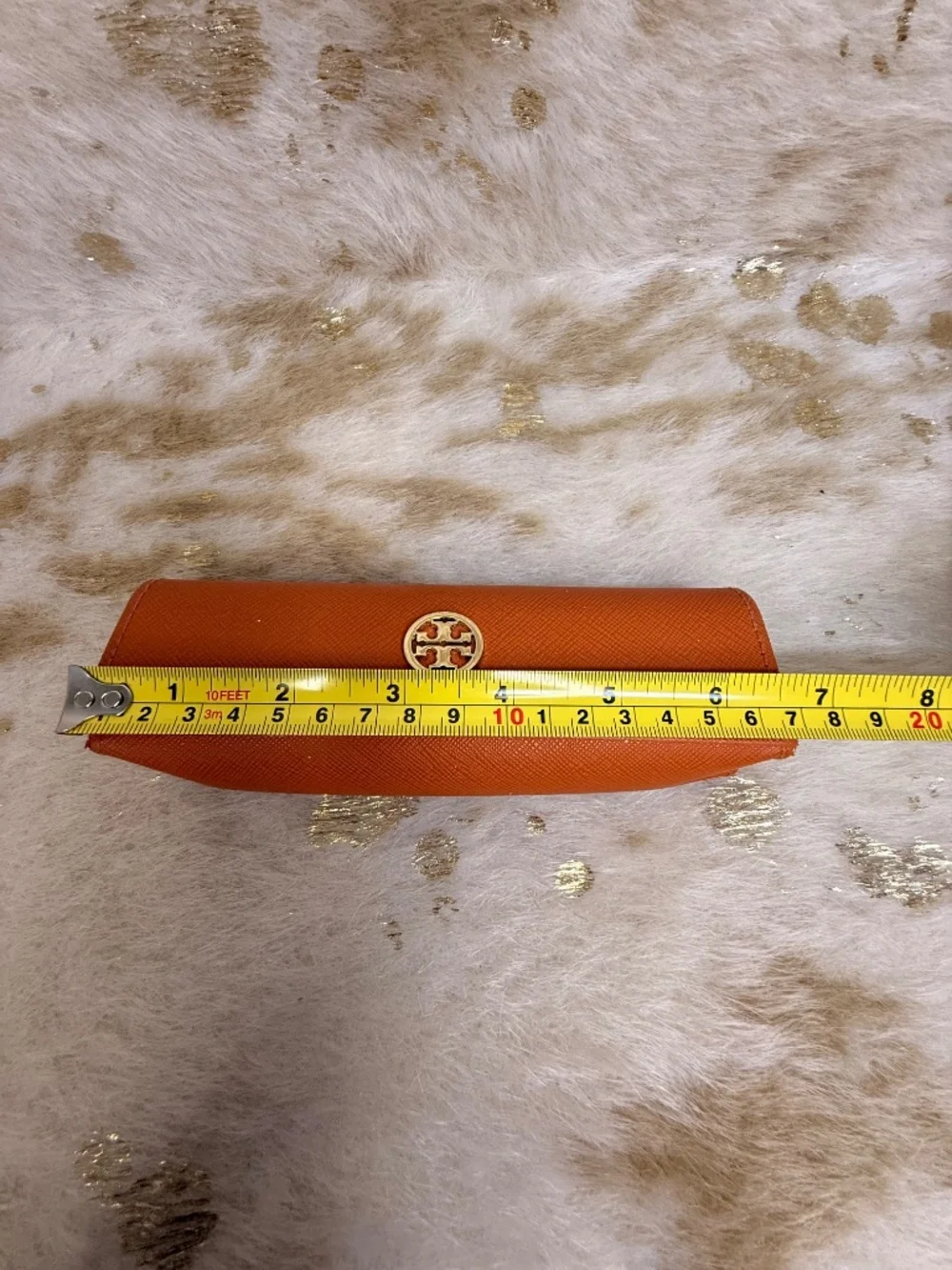 TORY BURCH Orange Little Triangle Sunglasses Eyeglasses Case Pouch sz S